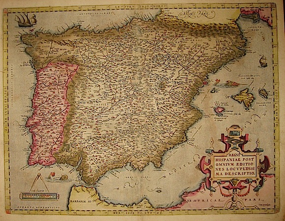 Ortelius Abraham (1528-1598) Regni Hispaniae post omnium editiones locupletissima descriptio 1603 Anversa, Jean Baptiste Vrients
